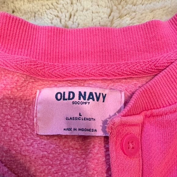 Old Navy Hot Pink Henley Pullover Sweatshirt - Picture 2 of 2